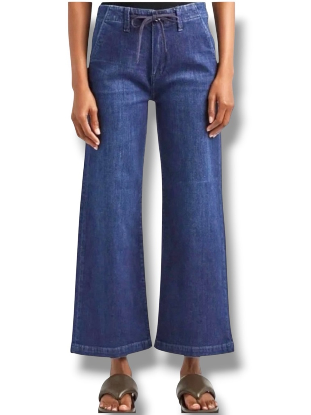 Paige Carly Wide Leg Denim Tie Waist Jeans in Roya Blue Size 27